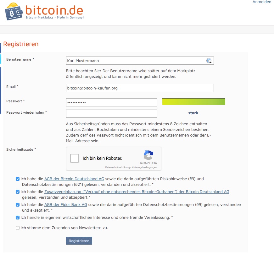 bitcoin.de Registrieren