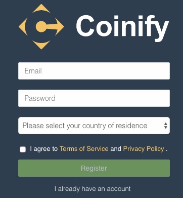Coinify Registrierung