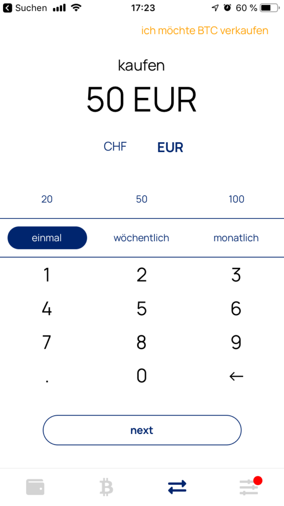 Relai Kaufbetrag in Euro oder CHF